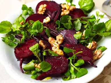 Beetroot with watercress and walnuts