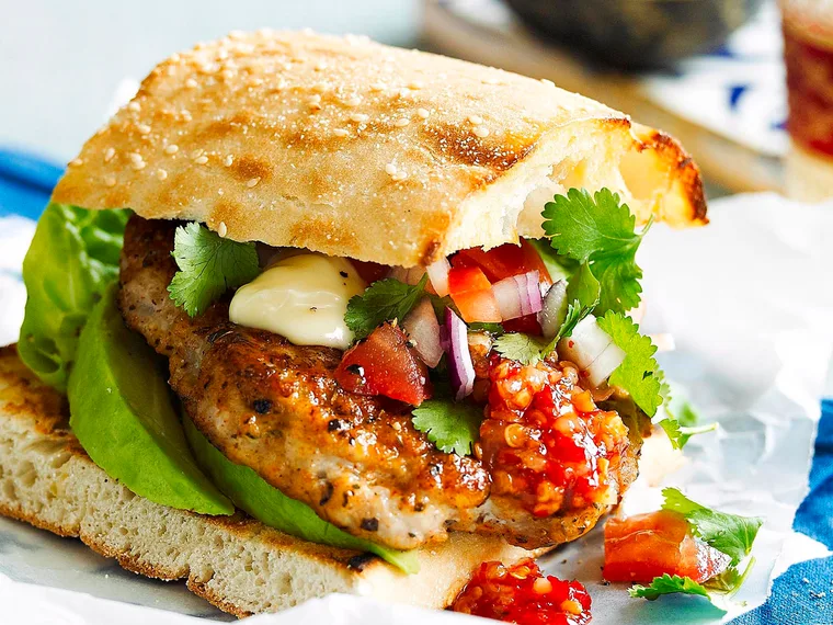 Cajun-spiced chicken burgers