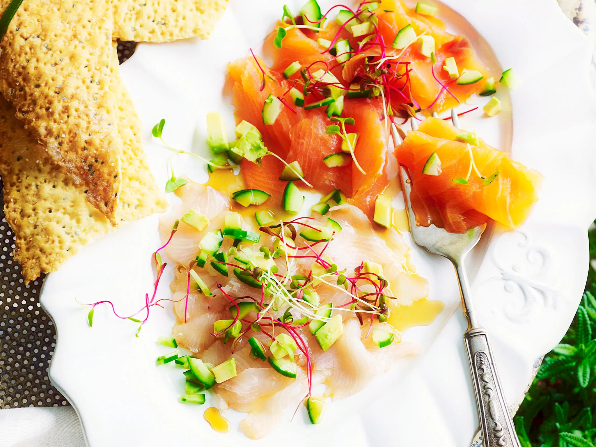 Carpaccio of fish with tangy dressing