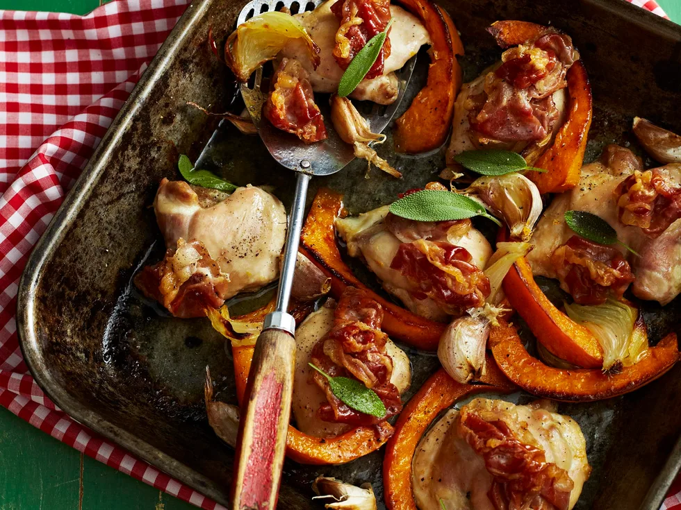 Chicken and sage tray bake