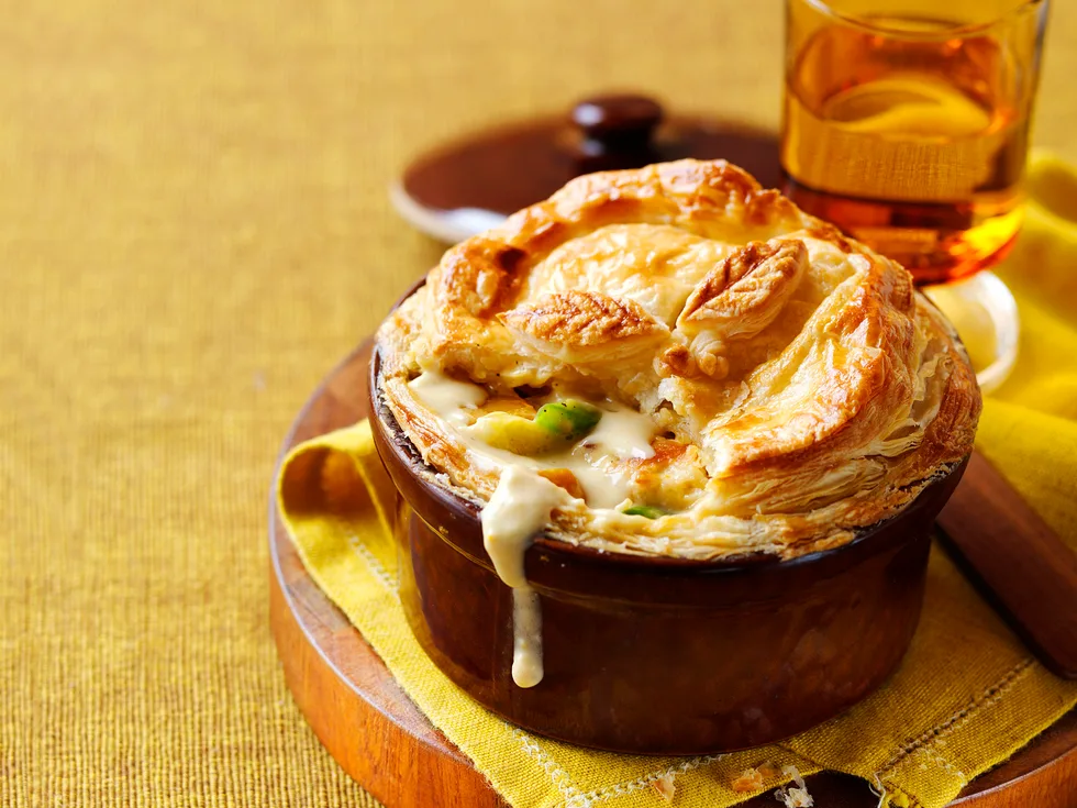 Chicken, leek and pumpkin pot pies