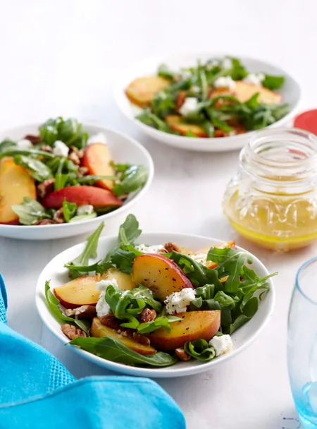 Peach, rocket and pecan salad