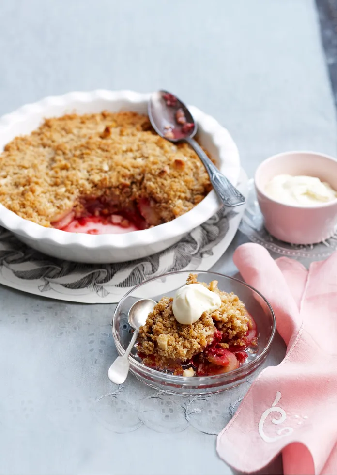 Pear and raspberry crumble