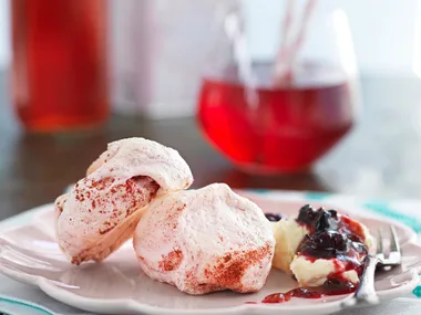 Berry swirl meringues