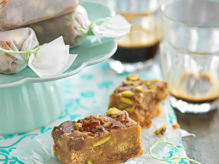 Nutty fudge slice