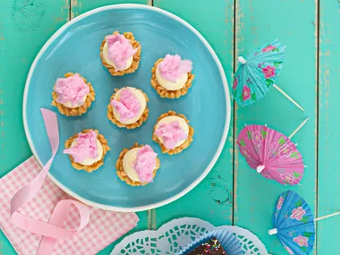 Rice bubble cupcakes with fairy floss