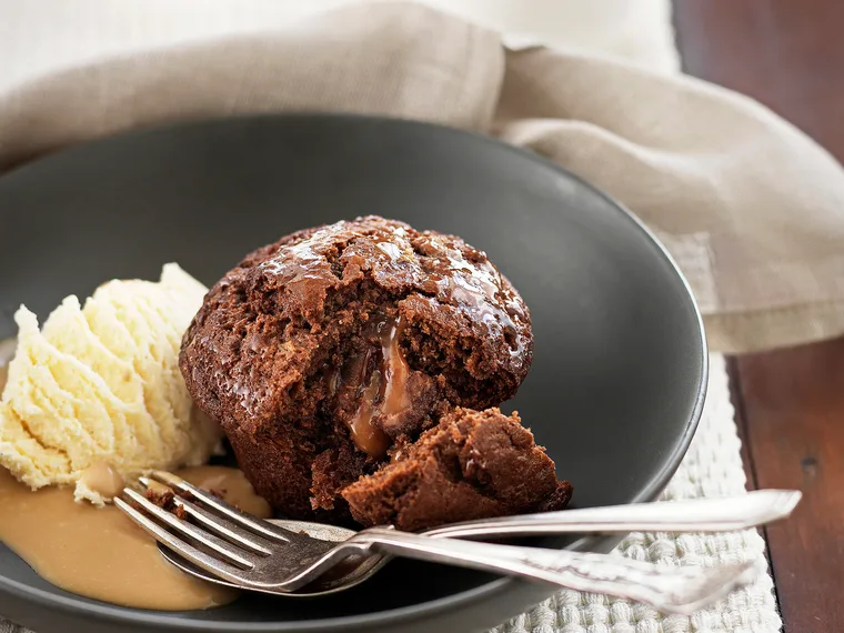 Double chocolate caramel muffins