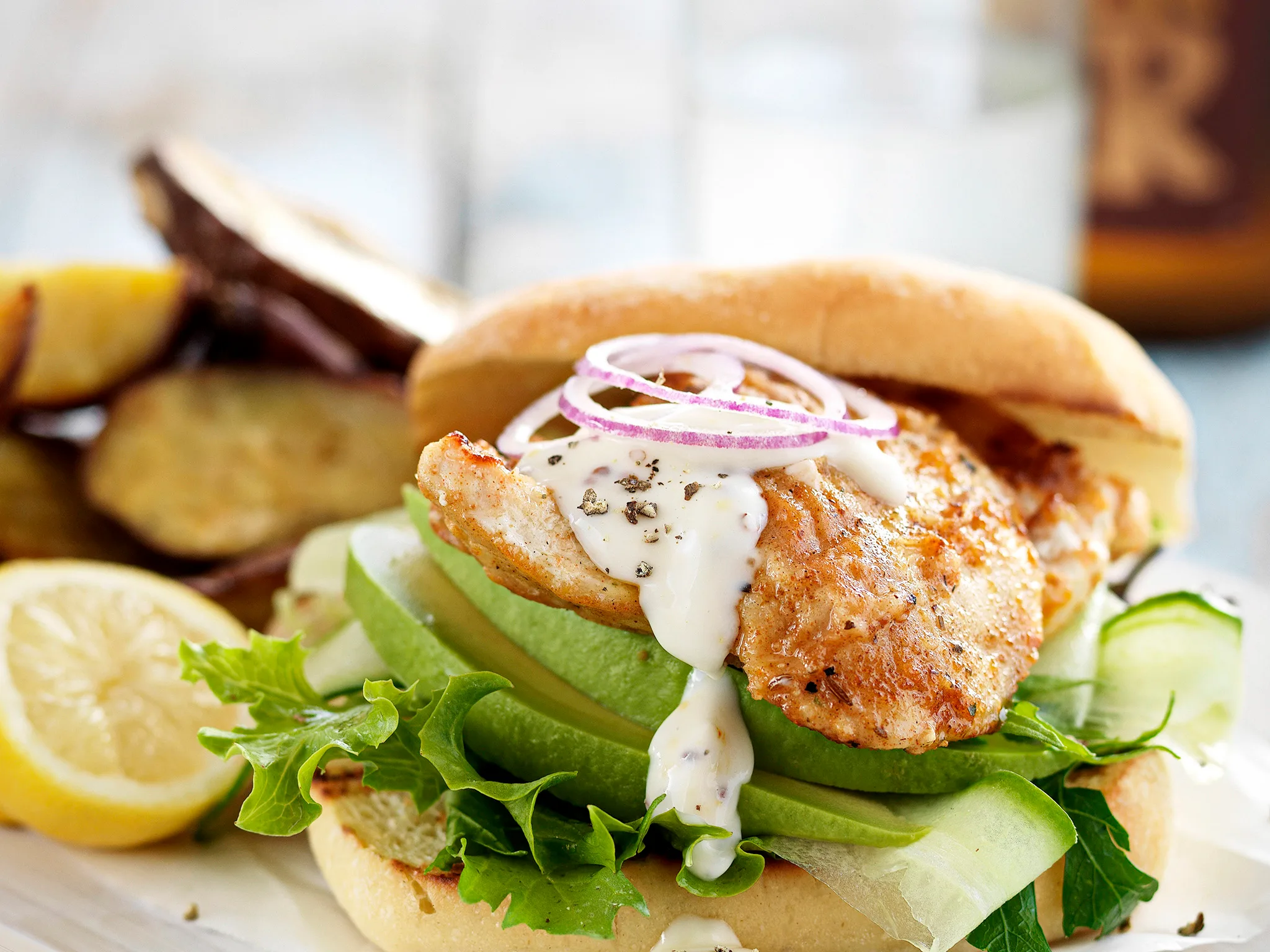 Seared chicken burgers