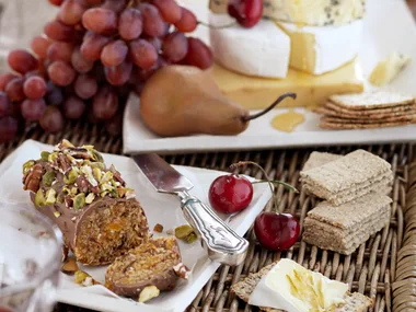 Fruity date and chocolate log