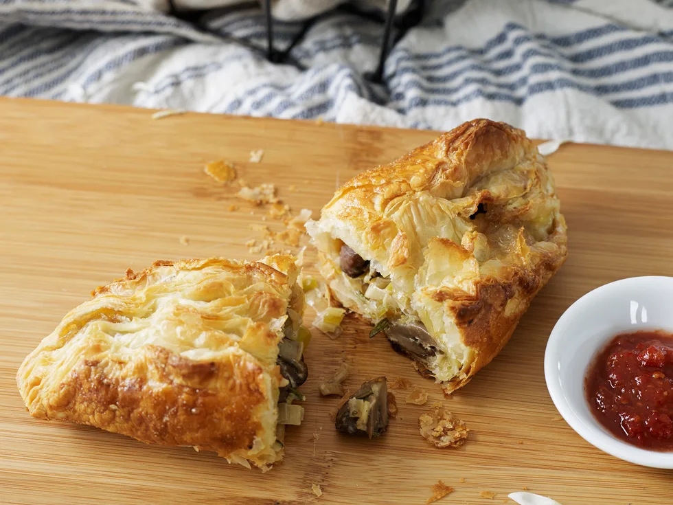 Mushroom and leek pasties