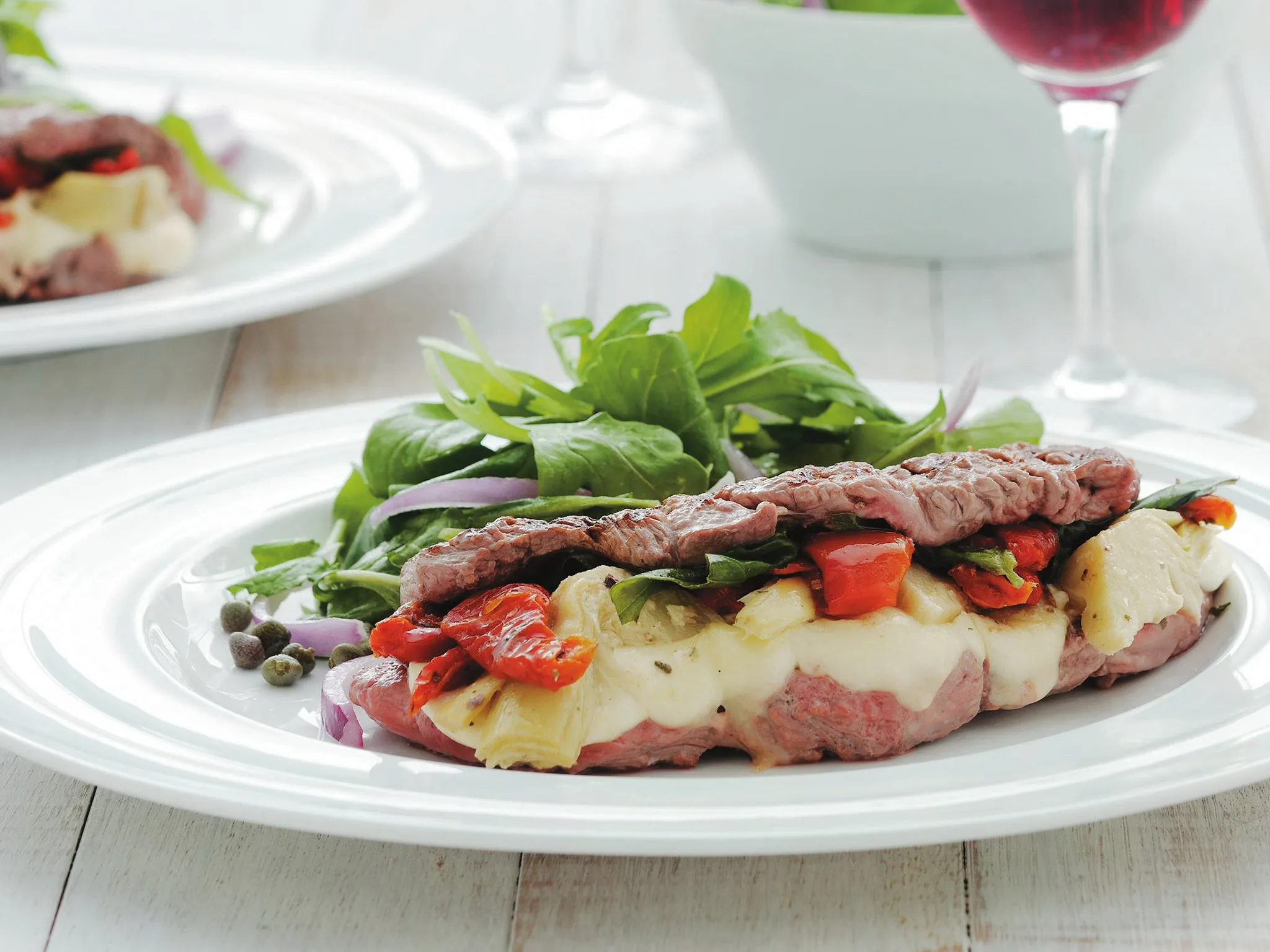 mediterranean vegetable-filled steaks