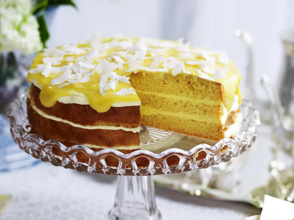 lemon yogurt cake with lemon curd frosting