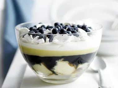 lemon curd, blueberry and meringue trifle