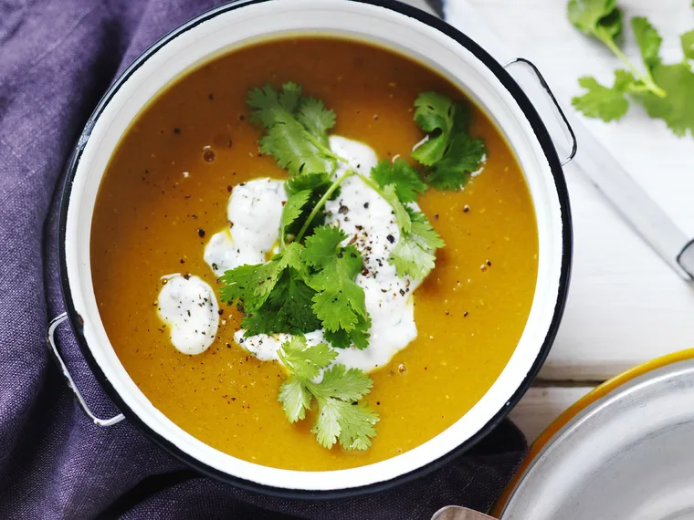 spiced lentil and roasted kumara soup