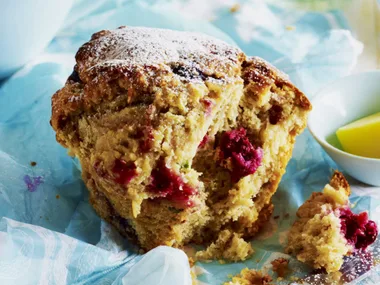berry, ricotta and mint muffins