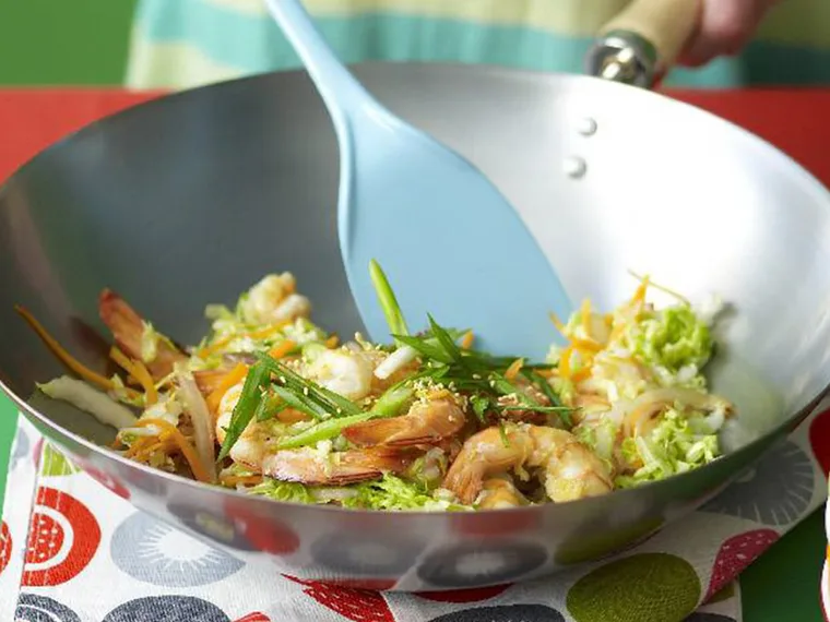 honey-lemon prawn stir-fry
