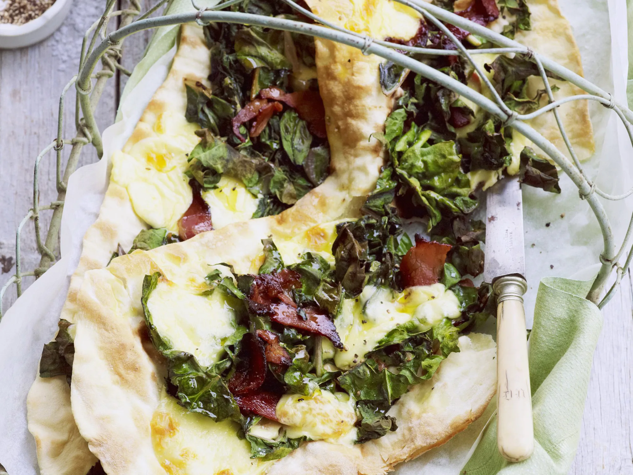 SILVER BEET AND PANCETTA FLAT BREADS