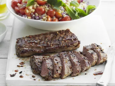 CHILLI HERB LAMB WITH BARLEY SALAD