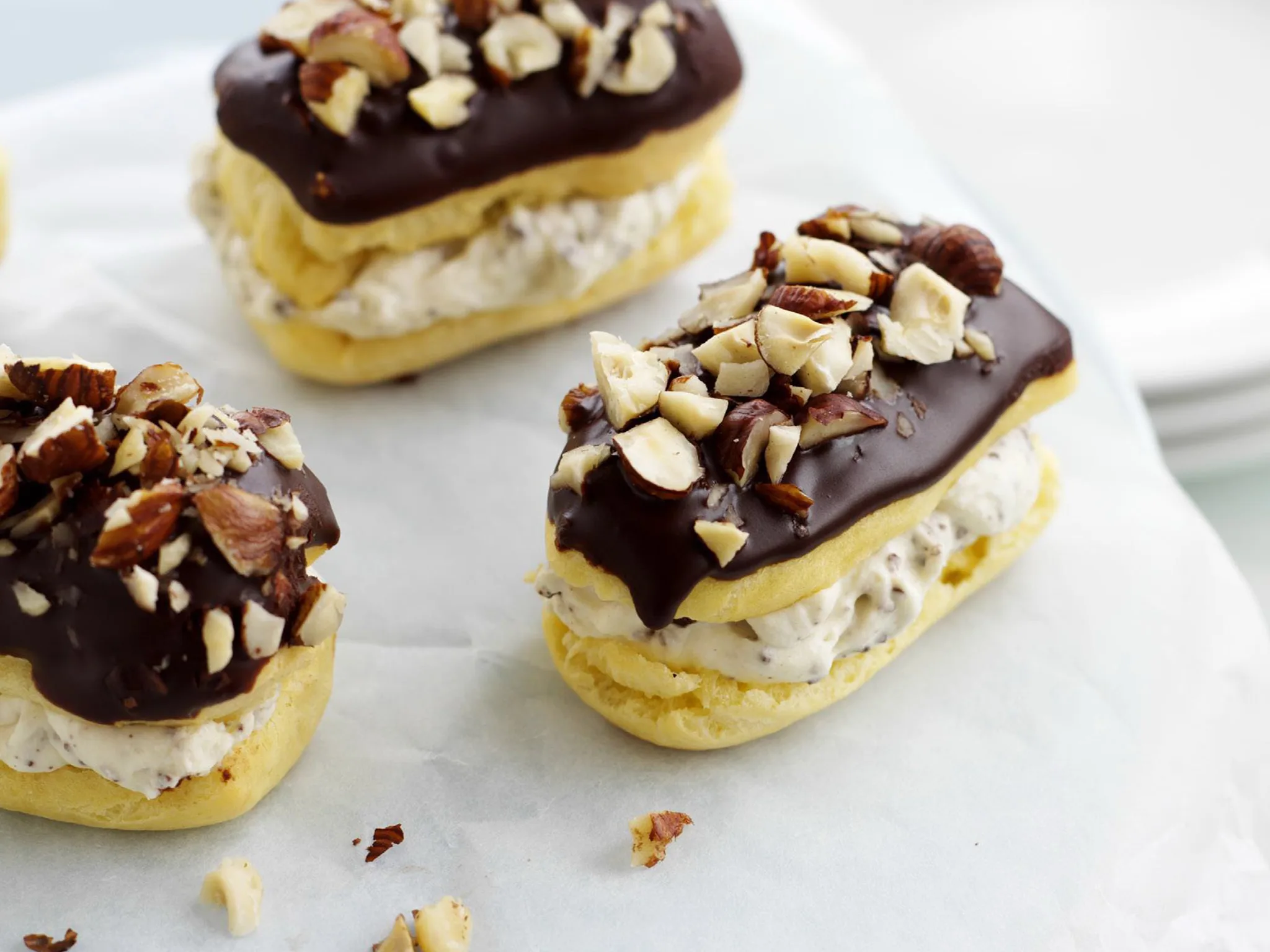 choc hazelnut éclairs