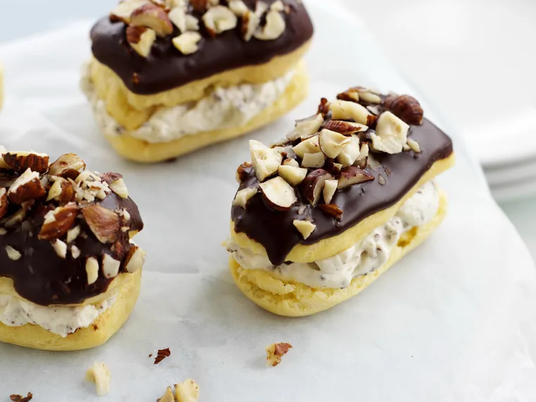 choc hazelnut éclairs