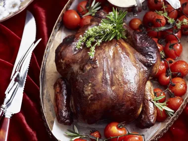 roast balsamic chicken with garlic bread sauce