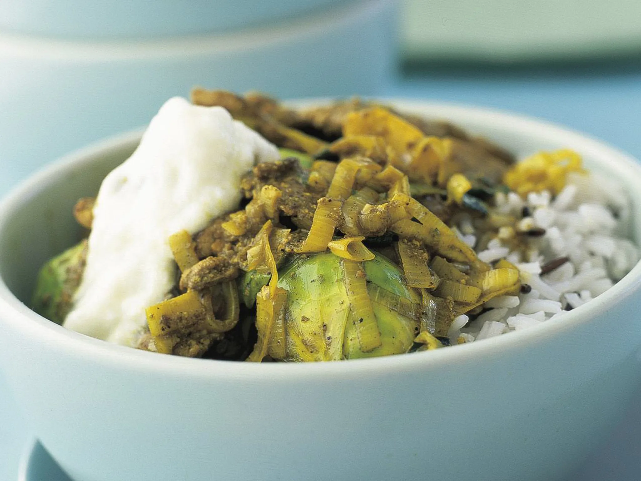 Curried pork stir-fry with wild rice