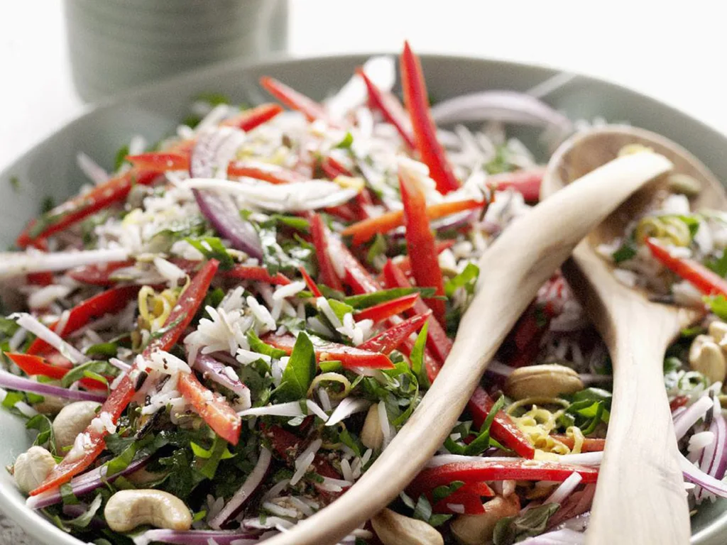 crunchy rice and herb salad