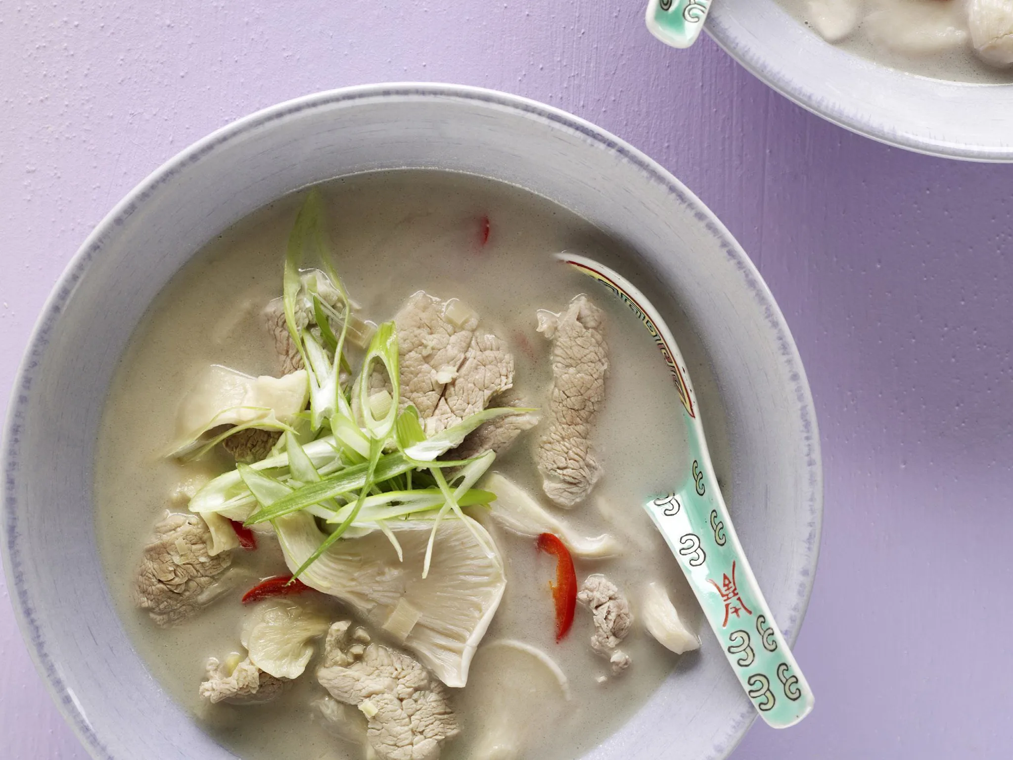 coconut and lemon grass pork and mushroom soup