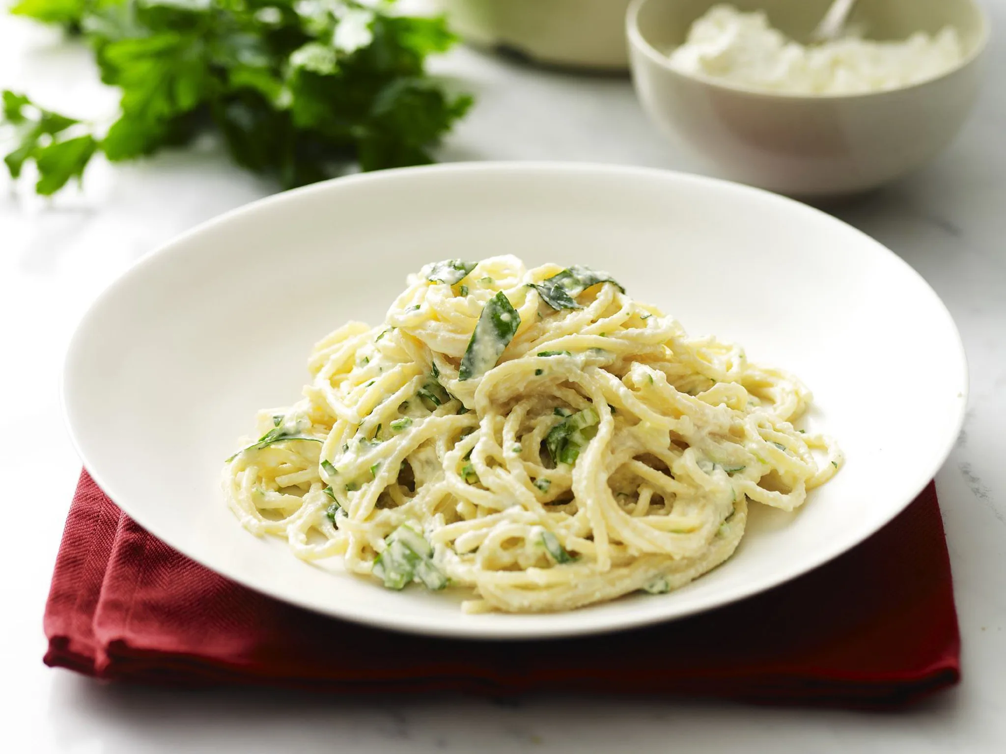 spaghetti with herbed ricotta