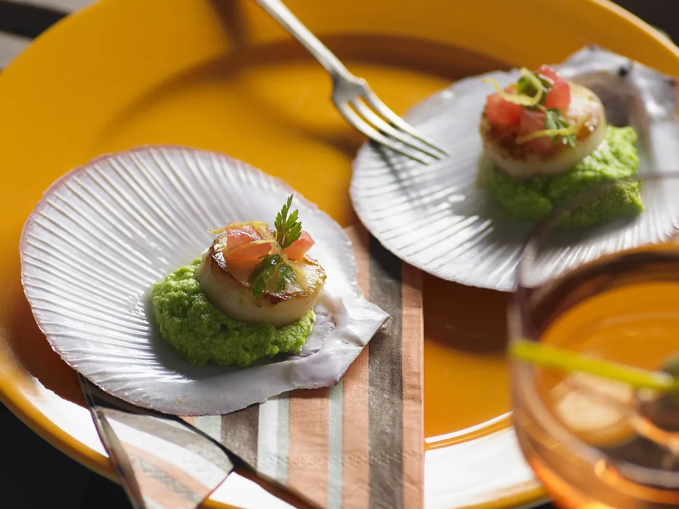 scallops with pea puree