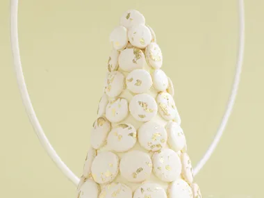 Tower of golden macaroons