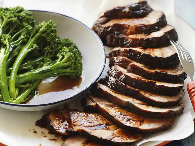 char siu pork with broccolini