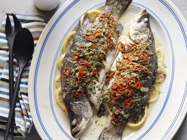 Whole fish with ginger and garlic