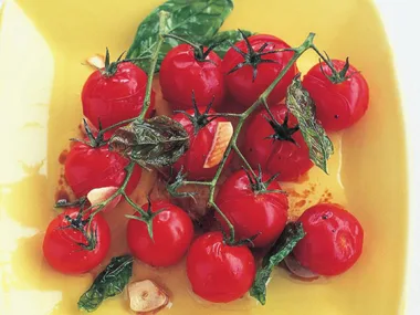 roasted truss tomatoes with basil