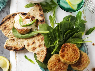 indian-spiced patties with carrot raita