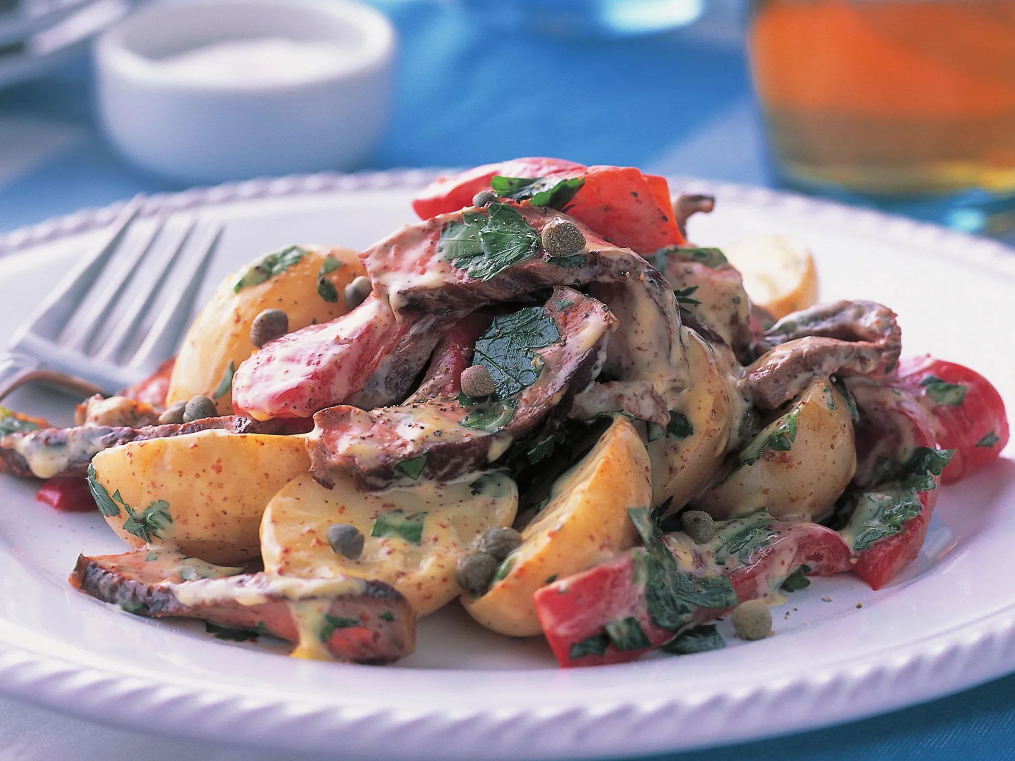 CHAR-GRILLED BEEF AND POTATO SALAD