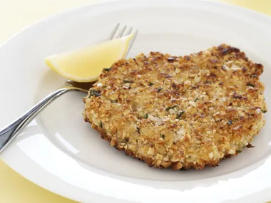 cashew, lemon and thyme crumbed schnitzel