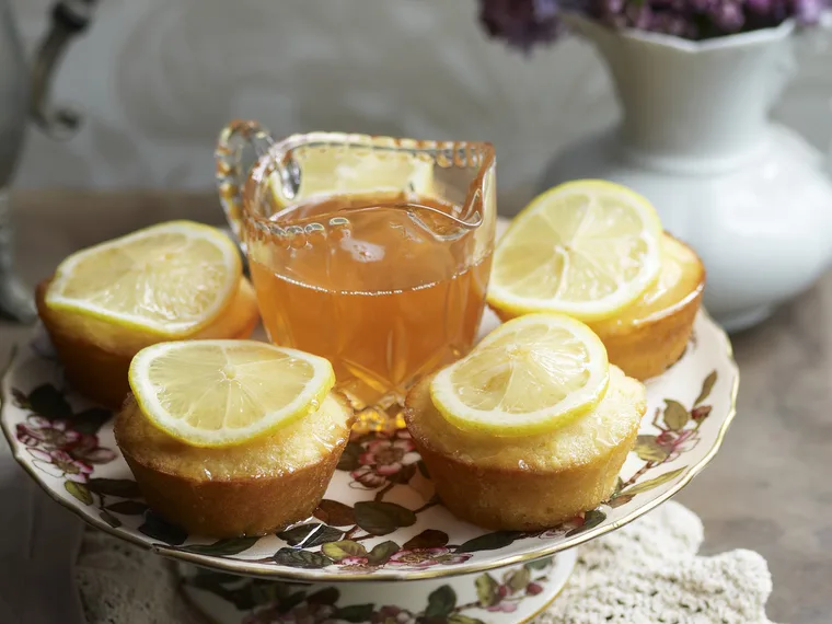 lemon and pink grapefruit syrup cakes