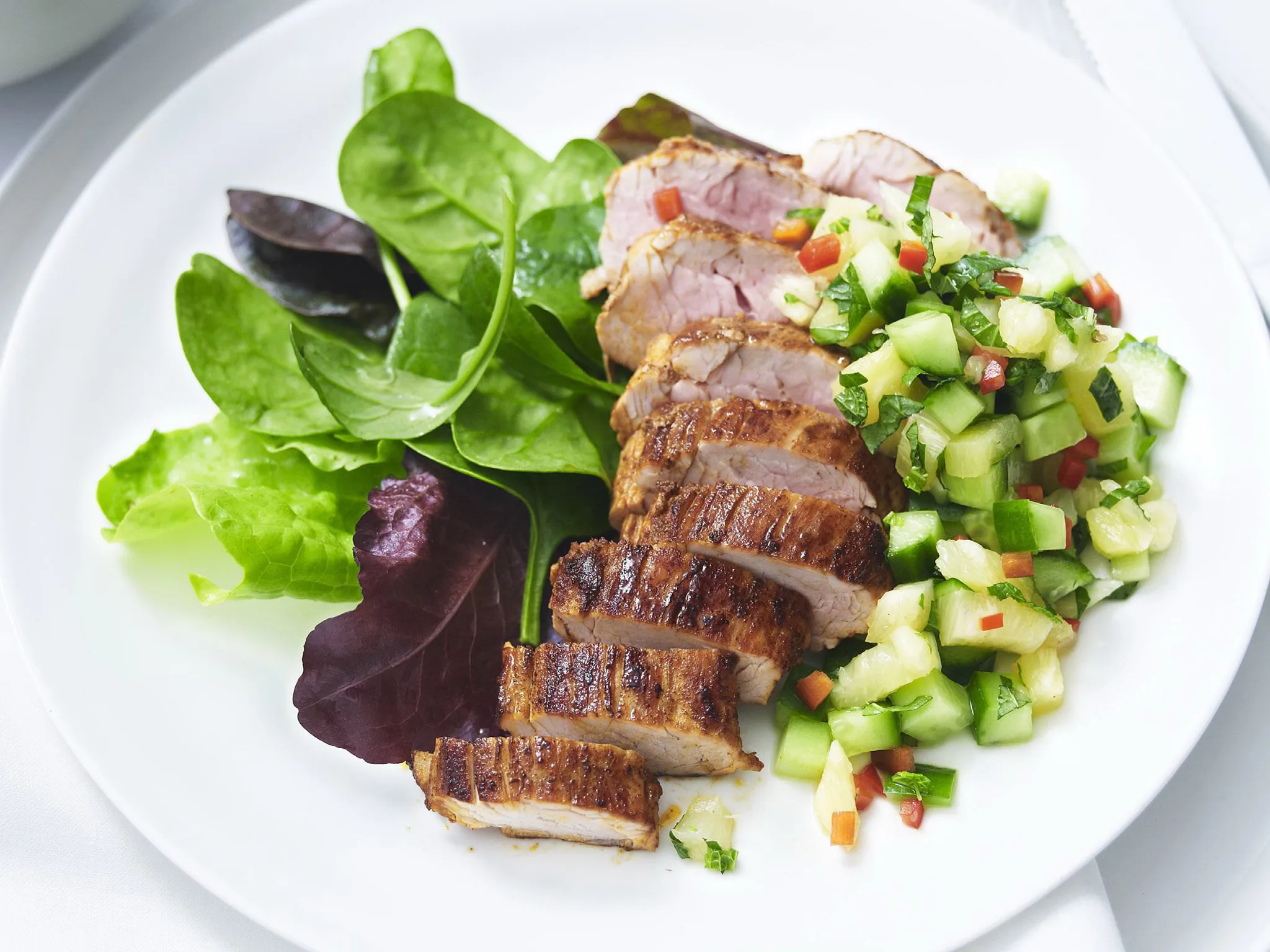 pork with pineapple and cucumber salsa