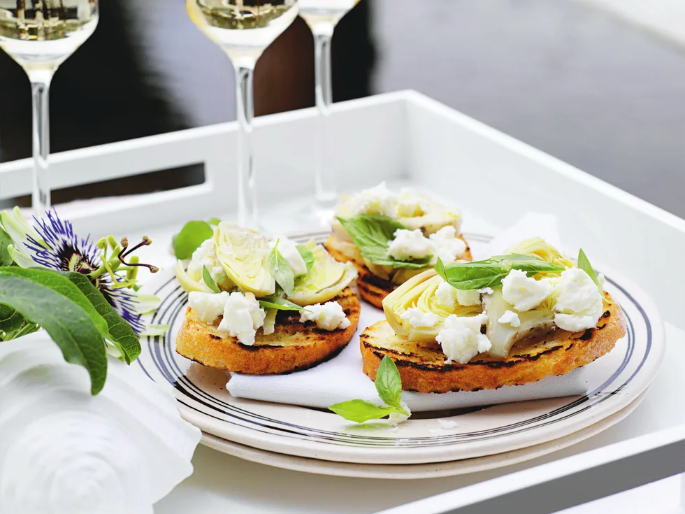 artichoke and fetta bruschetta