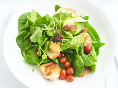 warm salmon and snow pea salad