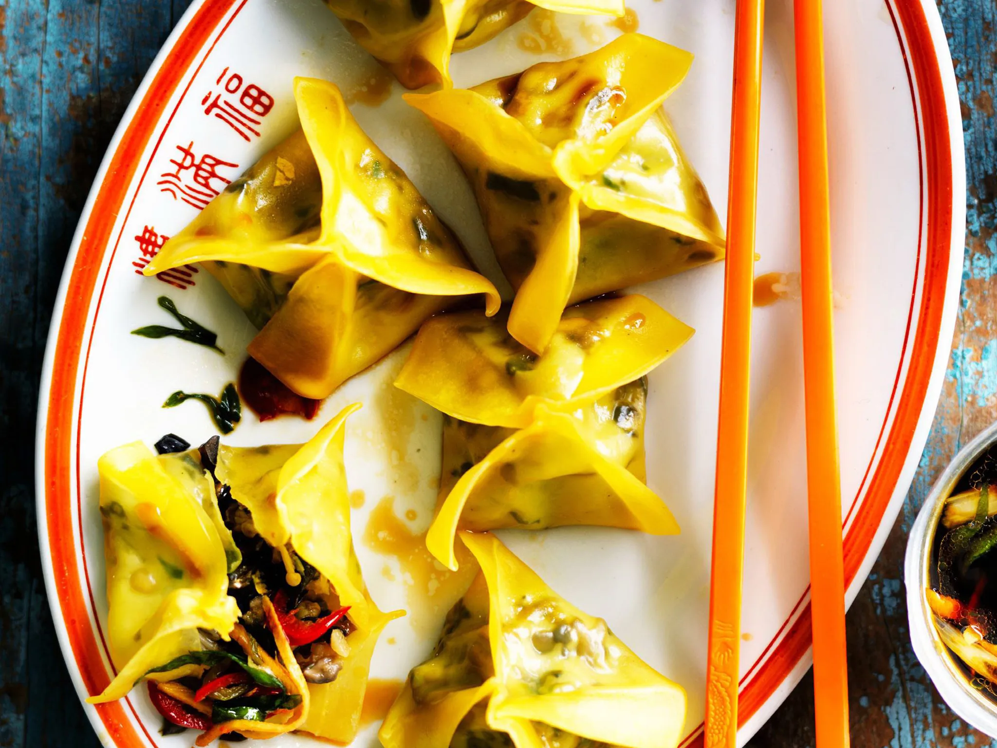 mushroom and water chestnut steamed wontons