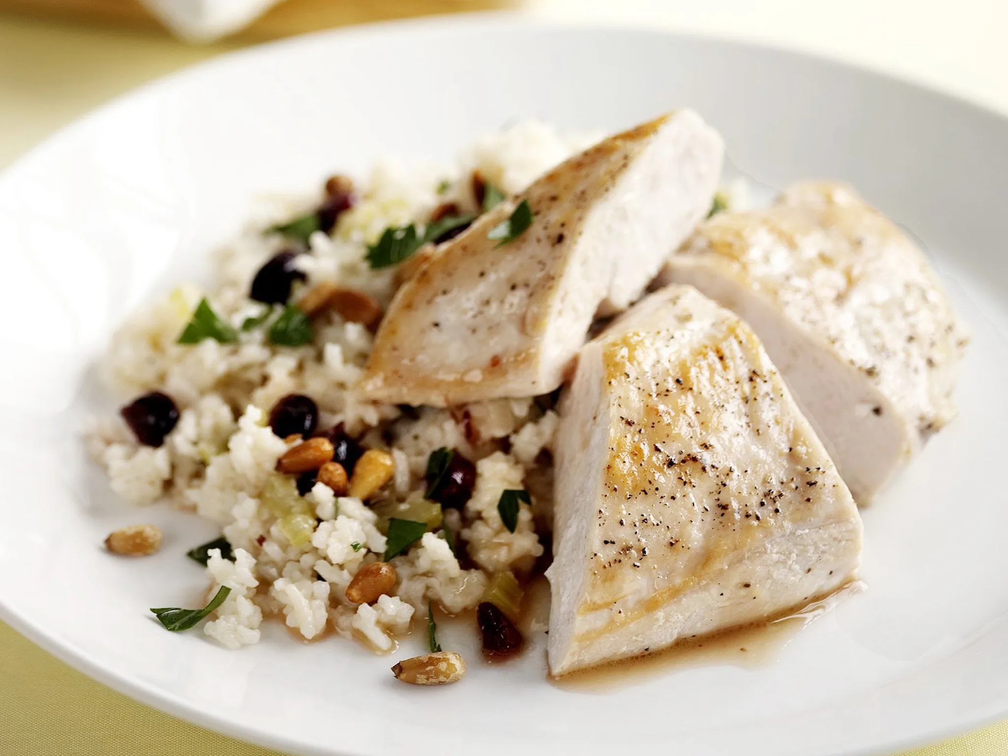 cranberry and pine nut pilaf with chicken