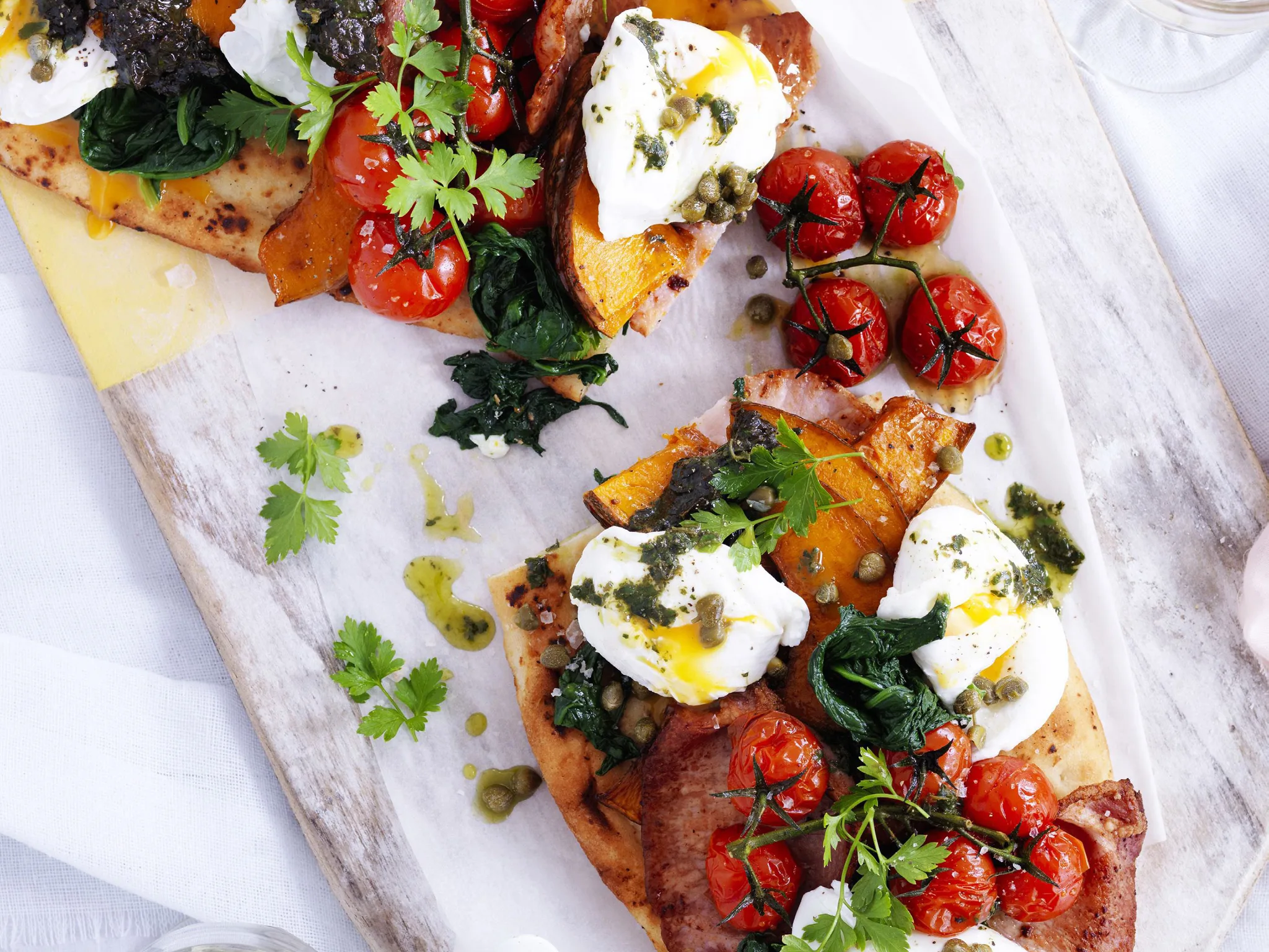 pumpkin bacon and egg bruschetta