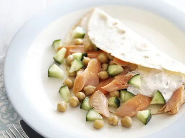 moroccan-flavoured smoked trout and chickpeas