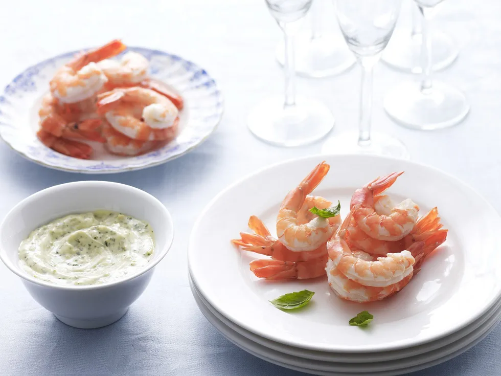 prawns with basil remoulade