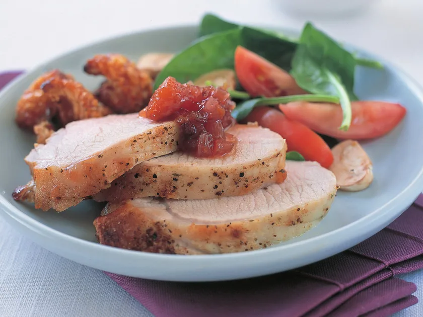 Pork loin with fresh peach chutney | Women's Weekly Food