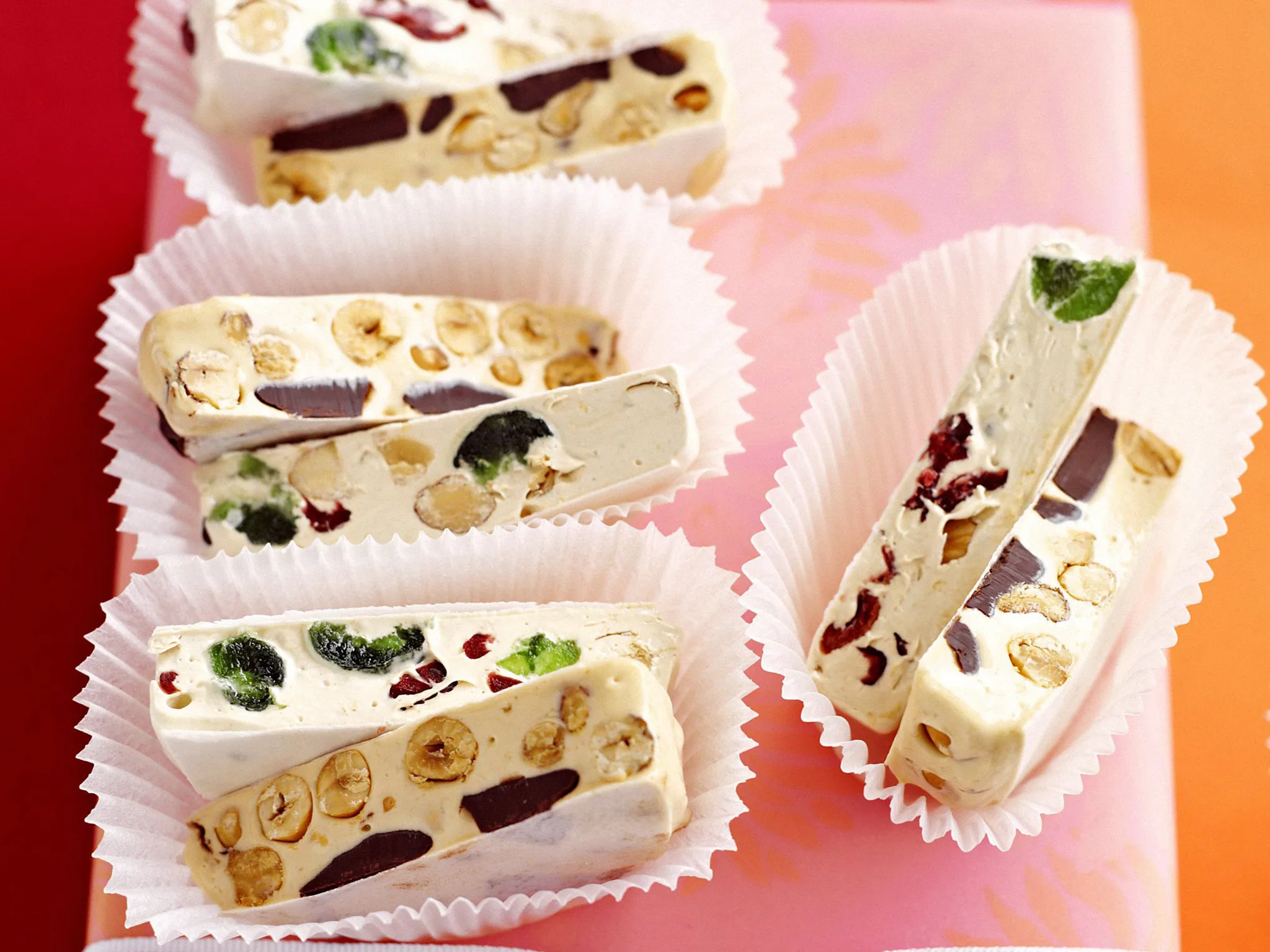 cranberry, almond and cherry nougat