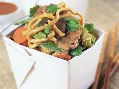 satay pork & noodle stir-fry