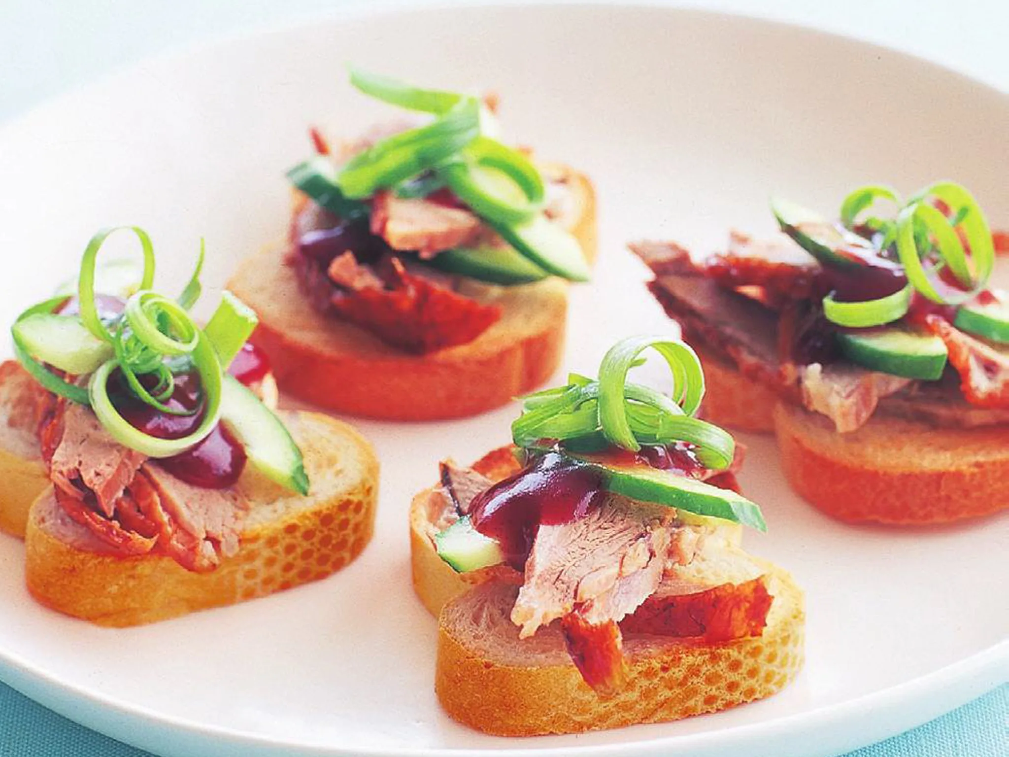 Duck and hoisin crostini